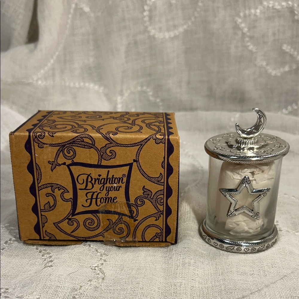 NIB Brighton candle holder with cover moon stars